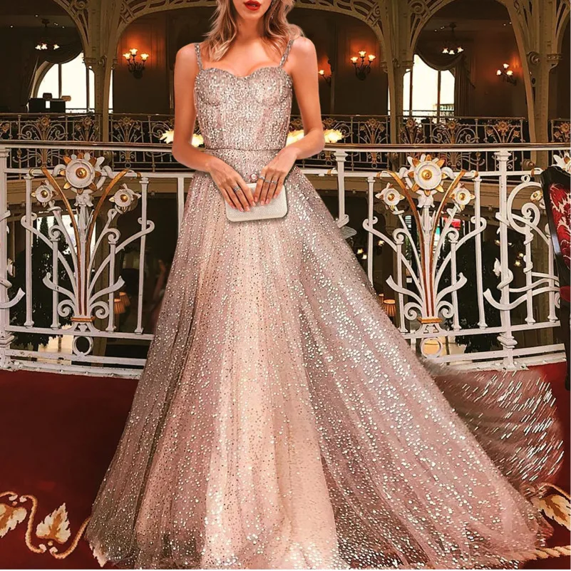fashion gold glitter sexy party long dress maxi robe femme summer clothes for women longue elegant ladies dresses ukraine | Женская