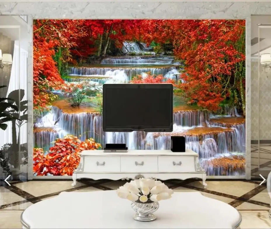Фотообои с водопадом декоративная настенная 3D Бумага для стен Nature View Canvas HD фото
