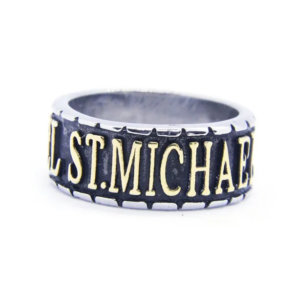 Size 7~13 Fashion Gold Letters THEARCH ST.MICHAEL Ring 316L Stainless Steel Jewelry Cool Church | Украшения и аксессуары