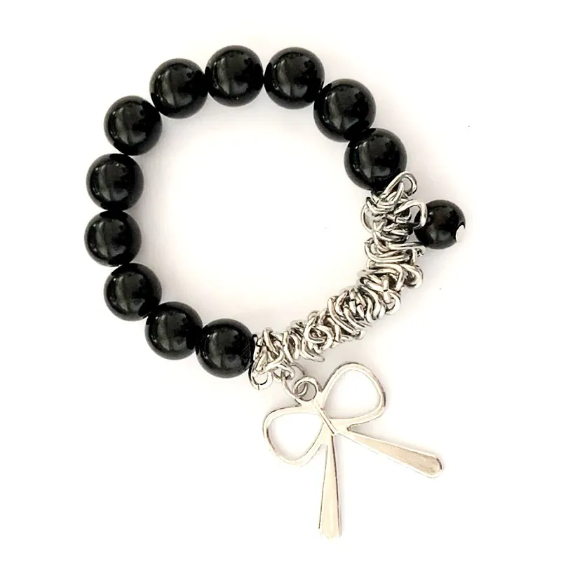 

L008 New Sweet Pulseras Bowknot Simulated Pearl Beaded Bracelet For Women Elastic Charm Bow Bracelets Wedding Jewelry Bangles