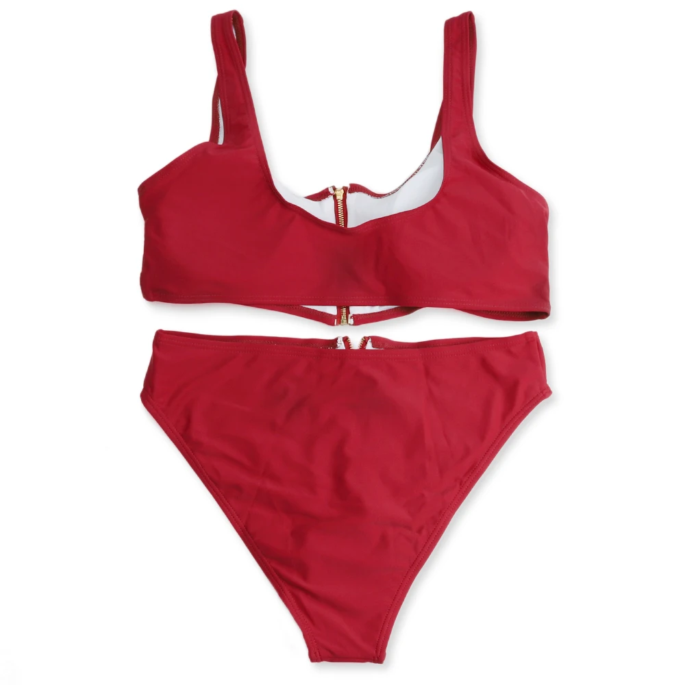 Women's High Cut Leg Zipper Bikini Set Sexy Brazilian Thong Swimwear Summer Beach Shaping Straps Swimsuit Female Bathing Suit |