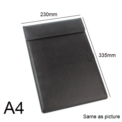 A4 black A4 A5 A6 Clipboards ж/держатель для ручек из искусственной кожи магнитный файл Бумага профиль клип доска для письма планшет коврик(черный коричневый красный - Цвет: A4 black