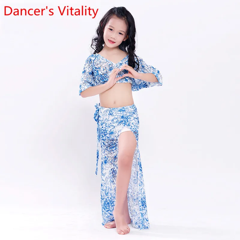 Kids Top Hip Scarf Новые Дети Женщины Танец Живота Практика Кружева Топ Бедра Шарф 2 шт. Набор Восточный Индийский Танец Одежда Производительность Наряды Одежда - Цвет: Kids Top Hip Scarf