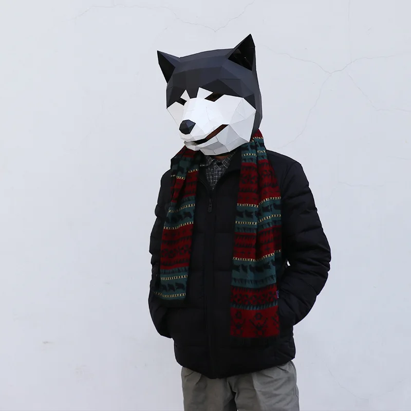 3D стереоскопические геометрические бумажные маски Akita для собак сделай сам