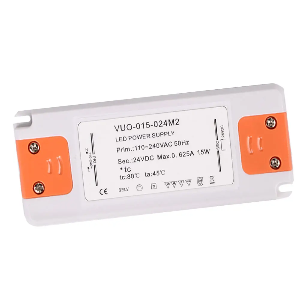 [1 упаковка] 15W 630MA DC 24V Ультра-тонкий светодиодный источник питания трансформатор