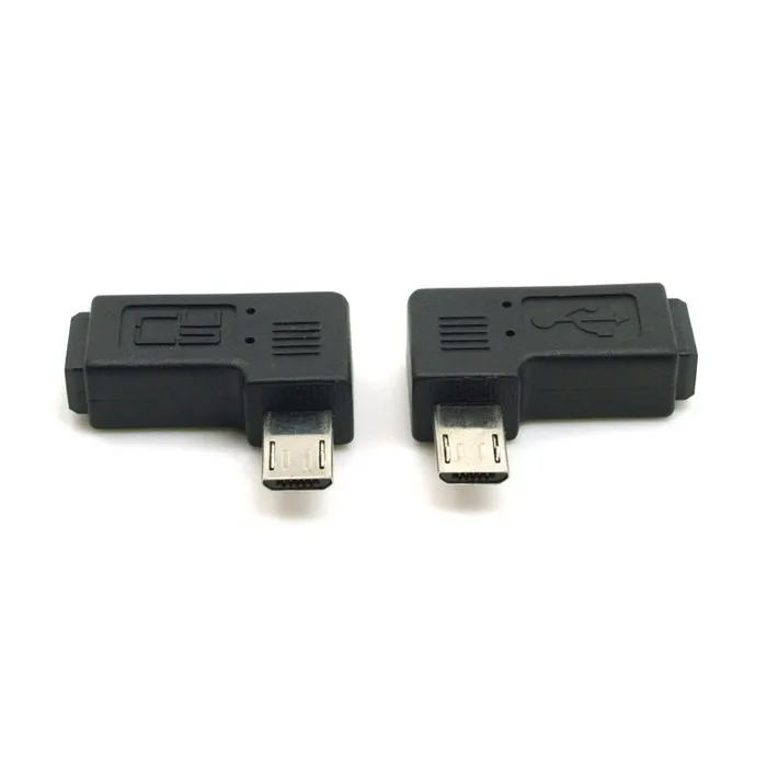 2 шт. 9 мм Длинный разъем 90 градусов левый и правый угловой Micro USB 5Pin штекер мини
