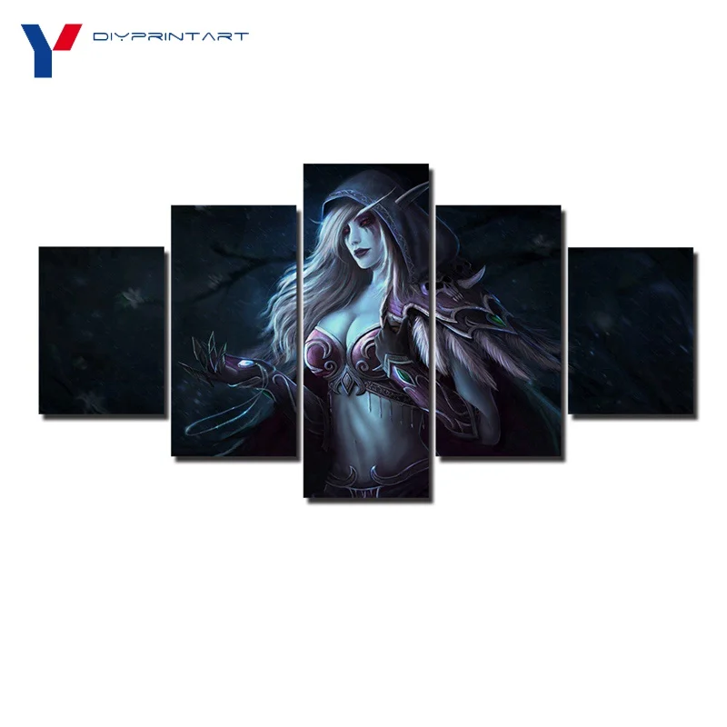 Игра Sylvanas Windrunner печати Живопись 5 шт. Плакаты и принты настенный художественный