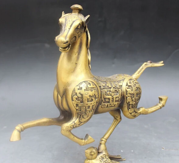 WBY 10&quot Chinese Fengshui Brass Zodiac Year Animal Horse Success Function Statue R0709 | Дом и сад