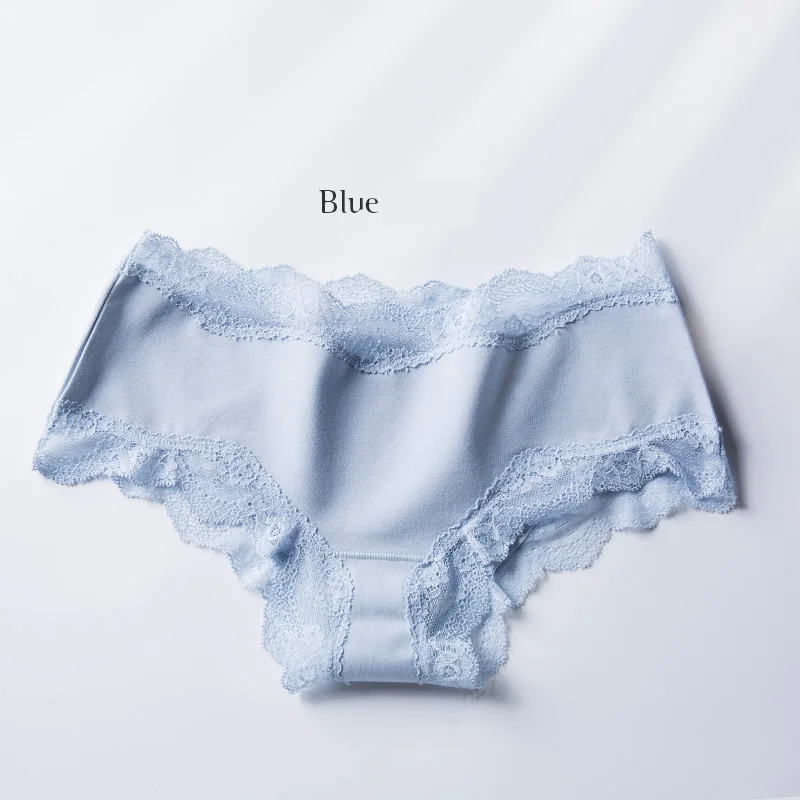 WLSD сексуальные кружевные трусики женские прочный мягкий хлопок Beifs Lingeries Твердые Девушки дышащие трусики для женщин, с низкой талией промежность нижнее белье - Цвет: 8185 Blue