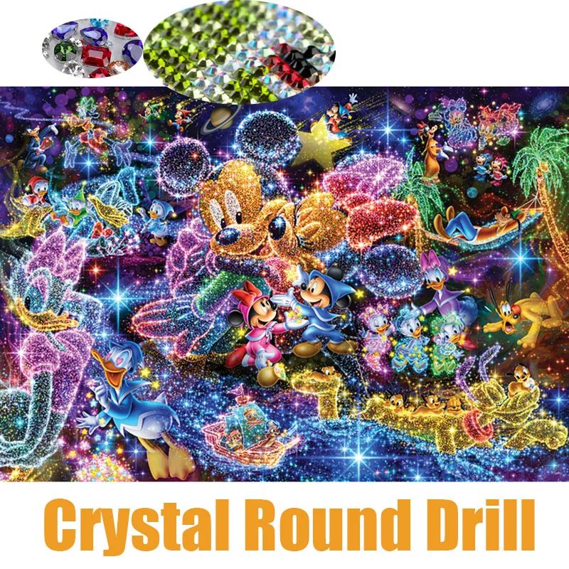 Полный 5D кристалл круглая дрель Алмазная картина &quotмультяшная Волшебная мышь&quot