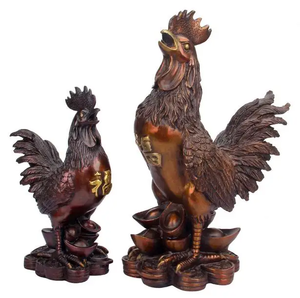 Медный петух 27 см Золотой Зодиак курица Креативные украшения ручной работы | Дом