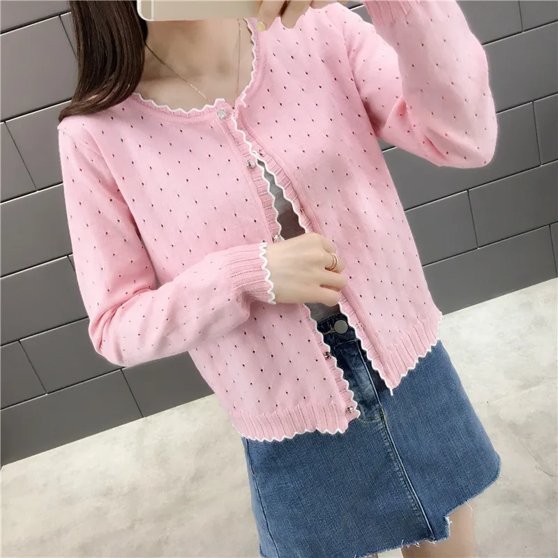 OHCLOTHING короткий дизайн тонкий кардиган женский вырез солнцезащитный Кондиционер рубашка свитер вязаная верхняя одежда небольшой плащ
