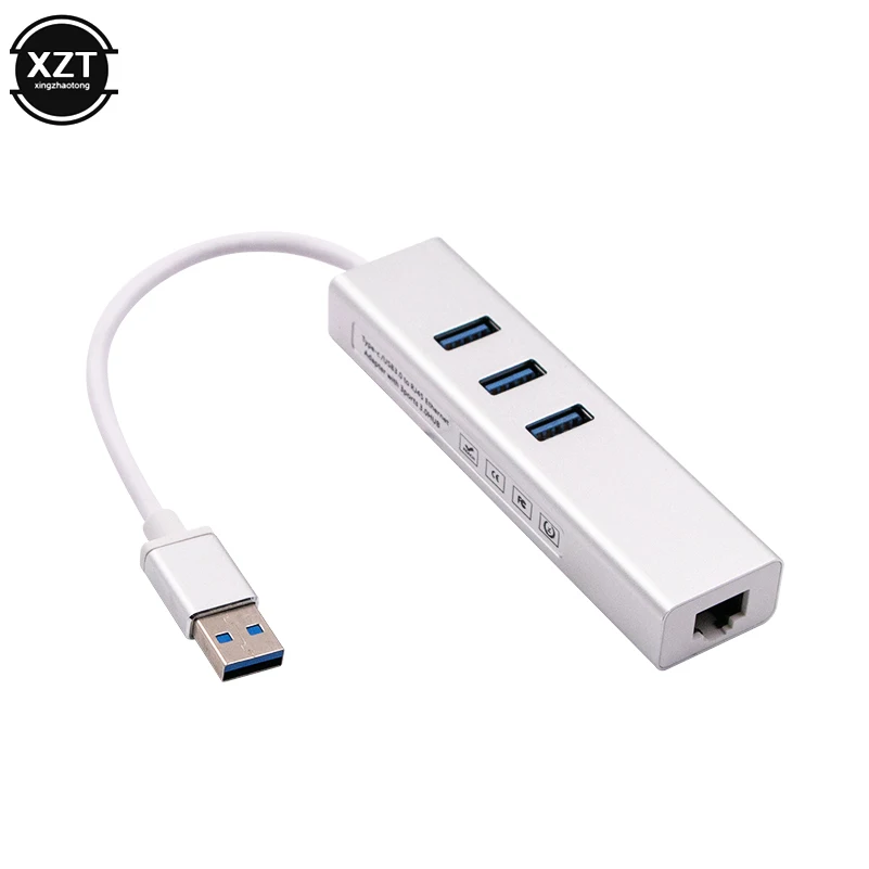 Сетевая карта Gigabit Ethernet RJ45 с 3 портами USB 2019 хаб разветвитель адаптер для ПК и