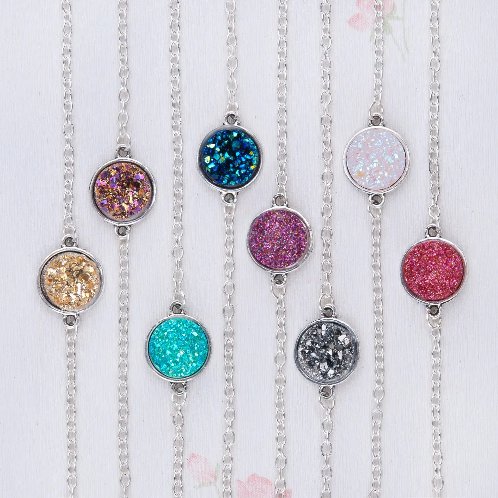 DoreenBeads резиновые Drusy браслеты серебряного цвета и серебристого разноцветные