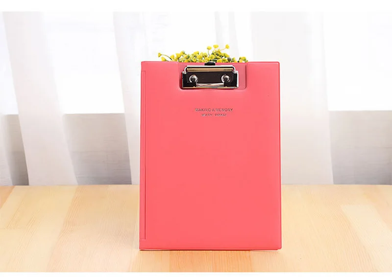 EZONE A5 карамельный цвет PU прямая фанера подписанный буфер обмена складной Kawaii WordPad Вертикальная модная доска для письма канцелярские принадлежности - Цвет: Red