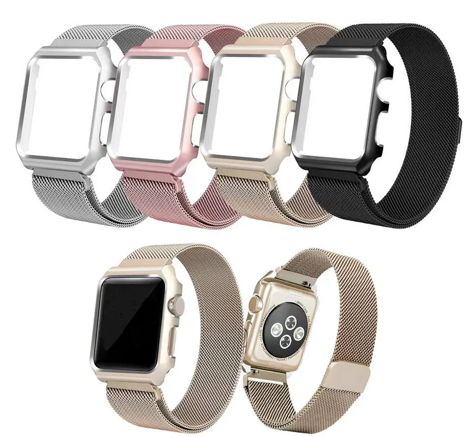 10 шт. Миланская петля рамка чехол для apple watch серии 1 2 3 band iwatch 38 мм 42 металлический
