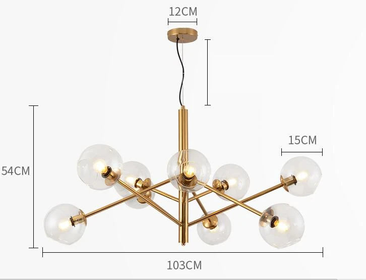 Скандинавские необычные стеклянные шары 9 светильник Lustre E27 Led люстра Modo Luminaria Led Регулируемая подвесная люстра светильники - Цвет абажура: gold and clear