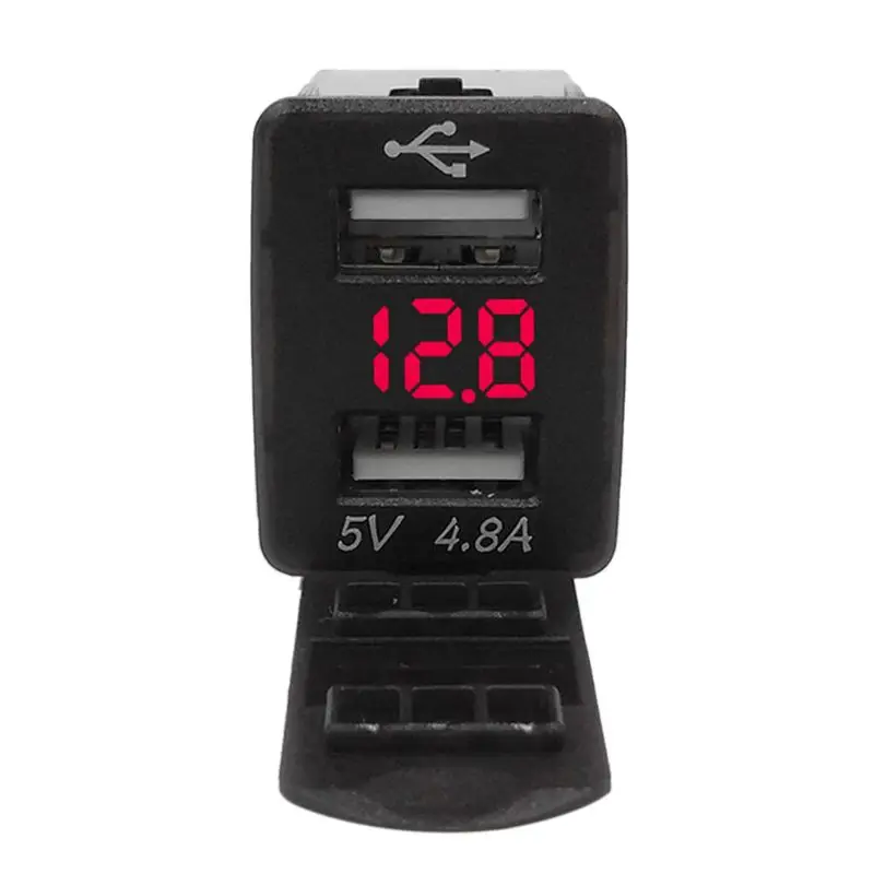 12V Dual USB Автомобильное зарядное устройство светодиодный вольтметр 4.8A адаптер питания для Nissan Smart Phone