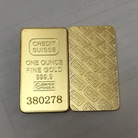 10 pcs non magnetic credit swiss bullion bar 1 oz real gold plated ingot badge 50 mm x 28 mm coins with different serial number