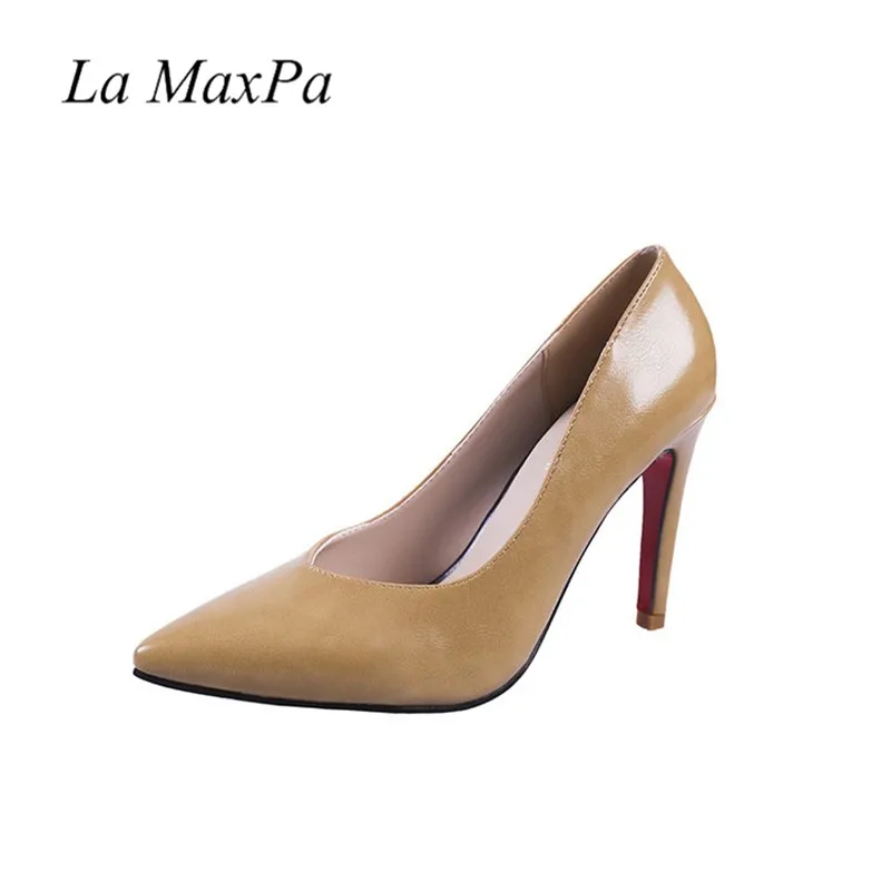 BROWN La MaxPa/фирменный дизайн; коллекция года; модные туфли-лодочки; женская обувь на тонком высоком каблуке 10 см; элегантная женская обувь; цвет черный, коричневый; zapatos mujer - Цвет: BROWN