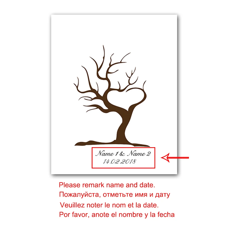 HAOCHU Love Tree Signature Guest Check In Book DIY Canvas Fingerprint Painting Party Supplies Customize Name And Date Poster | Дом и сад