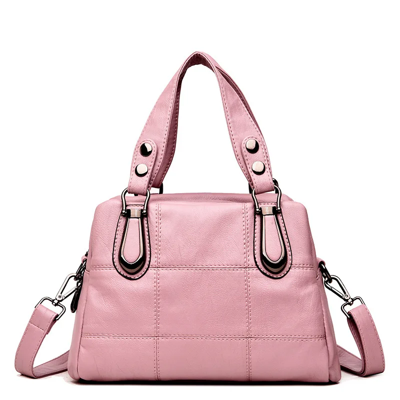 Chu JJ в европейском и американском стиле Стиль Для женщин сумки на ремне Crossbody Сумка Женская Лоскутная сумка Для женщин натуральная кожа Сумки - Цвет: Розовый