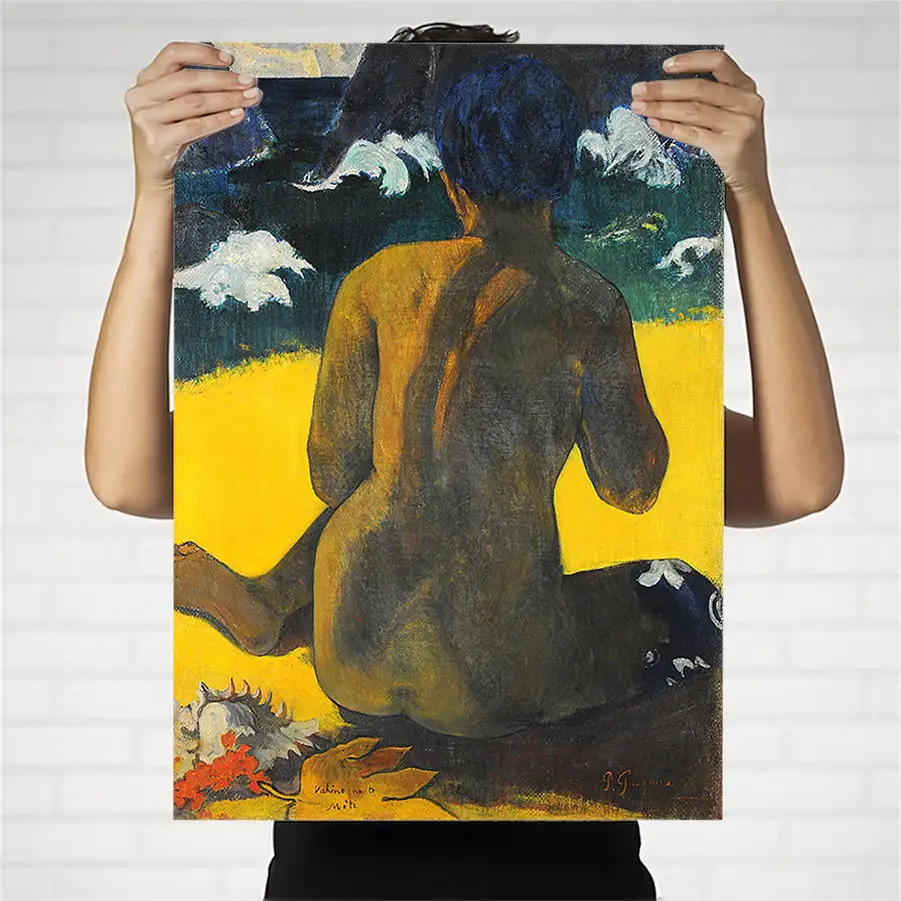 Home Decoration Print Canvas Art Wall Pictures Poster Printings Paintings French Paul Gauguin A Woman on The Beach | Дом и сад