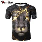 Мужская футболка с 3D принтом в виде льва, летняя футболка с коротким рукавом и о-вырезом, футболка большого размера, 2019