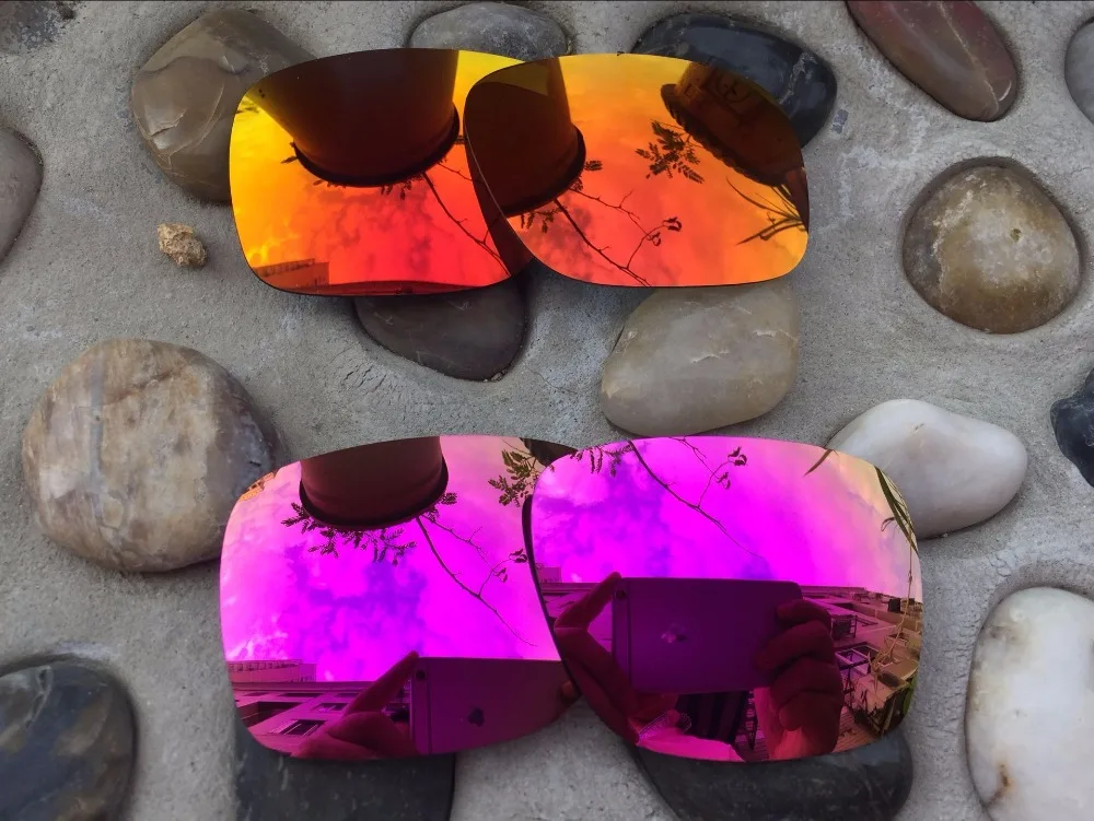2 пары розовых и огненных красных поляризованных сменных линз для солнцезащитных