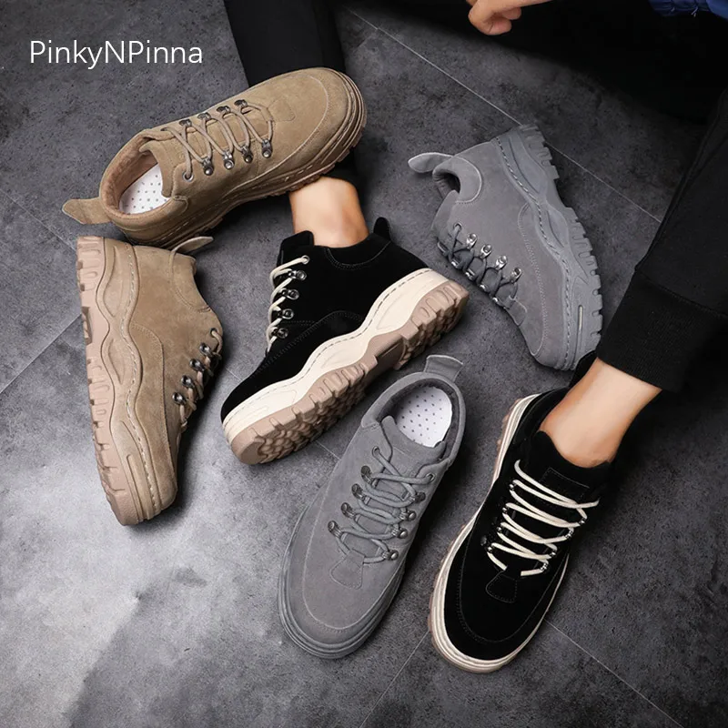 

young men's thick platform flat sneakers durable flock laced up breathable trainers outdoor trendy designer shoes cheap hot sale