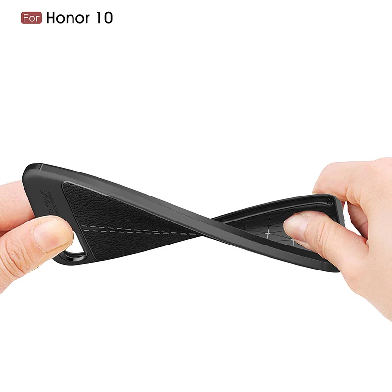 

Litchi silicone case carcasa honor 10 funda hoesje lychee leather tpu cover for huawei honor 10 coque etui kryt tok husa kilfi