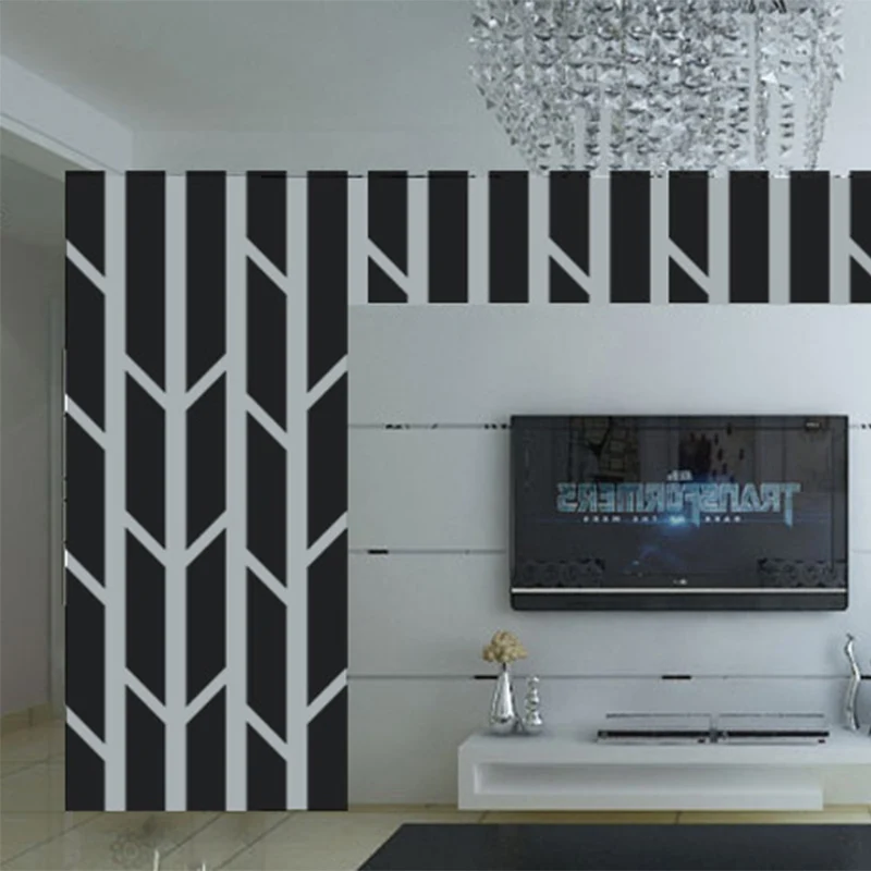 3D геометрические акриловые зеркальные настенные наклейки украшение для