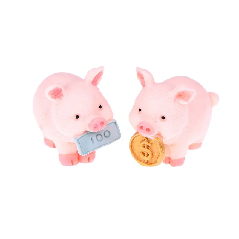Cute Pig Gold Ingot Family Animal Model Figurine Miniature Garden Decoration Accessories Statue Resin Craft Figure Home Decor | Дом и сад