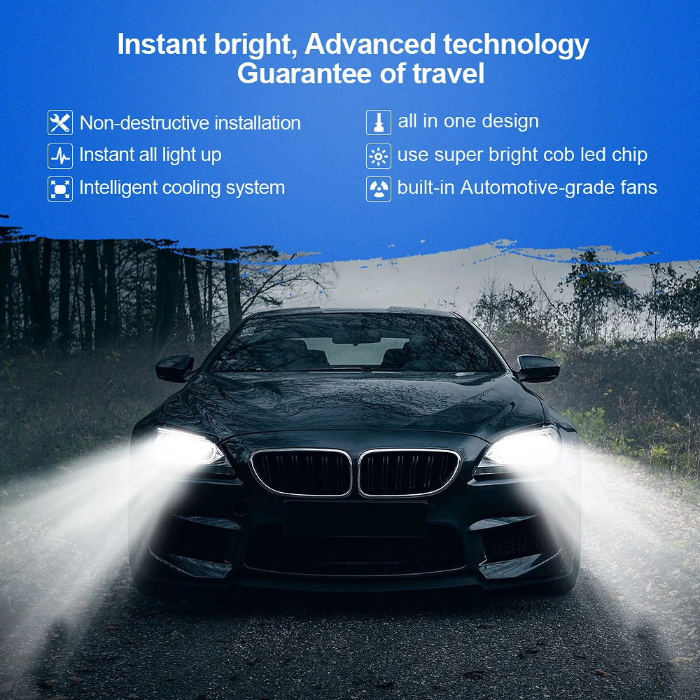 Super Bright Car Headlights N7 H7 1 Set 80W/Set (40W/each bulb) CREE Chip LED Headlight 8000LM 6000K - Pure White 36V | Автомобили и