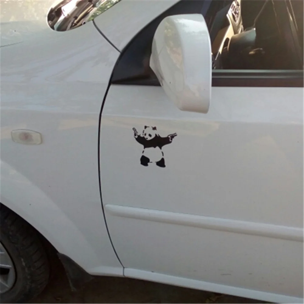 10*10 см автомобильный стикер милая Панда с пистолетами кунг-фу Виниловая наклейка