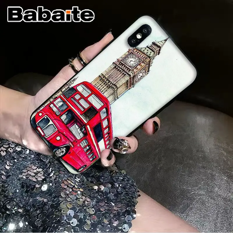 Babaite Лондонский автобус Англия телефон винтажный черный мягкий чехол для