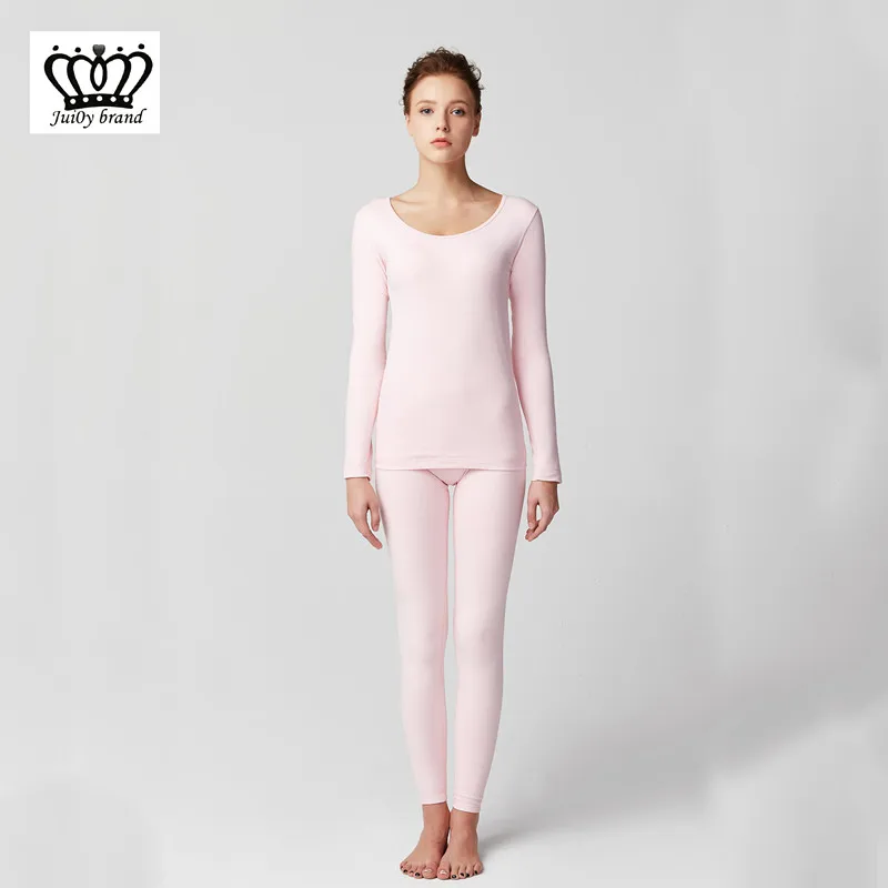 2021 winter / Fall Women's Brand Thermal underwear plus velvet pink Women Track Suit And Pants fat sister |