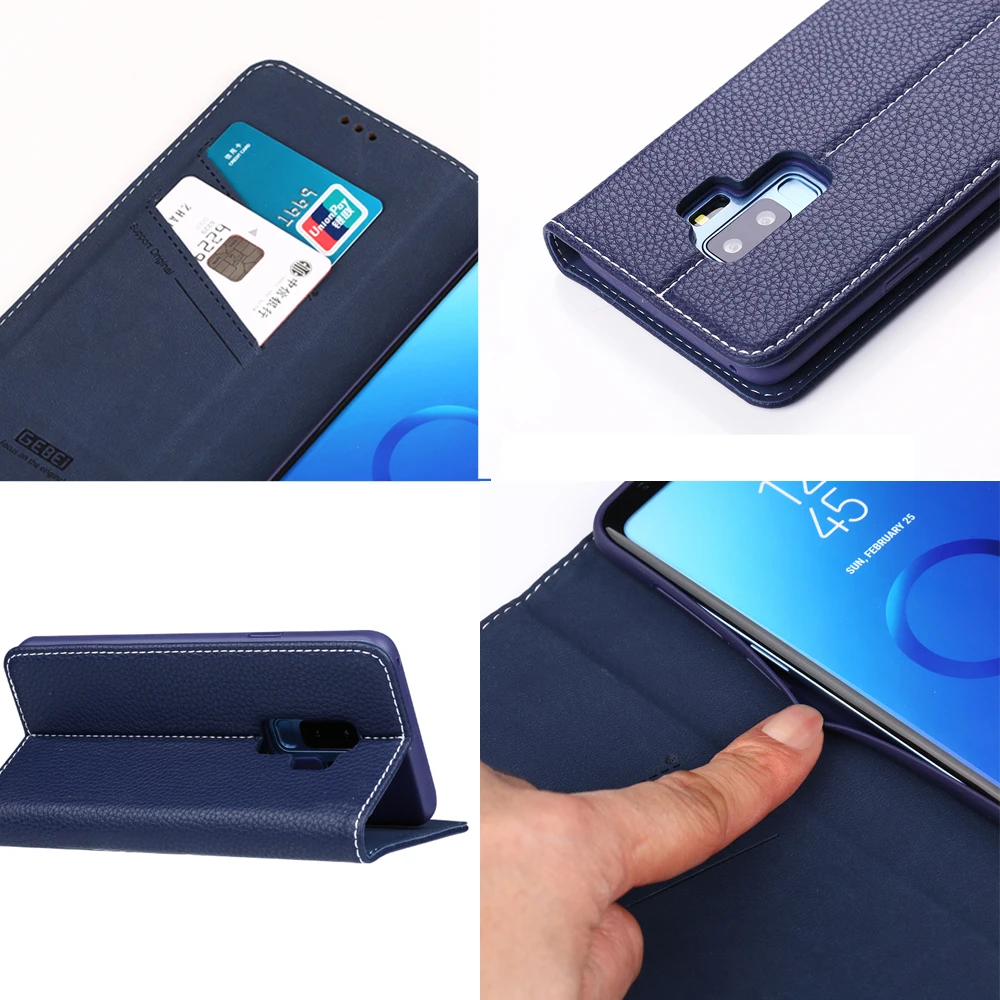 GEBEI Роскошный чехол для Samsung Galaxy S9 Plus из искусственной кожи флип кошелек S9Plus