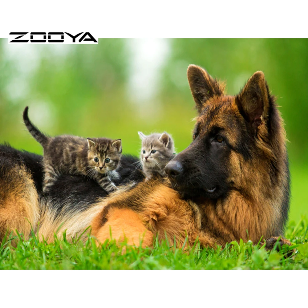 Алмазная мозаика сделай сам алмазная картина собака и два кота вышивка крестиком