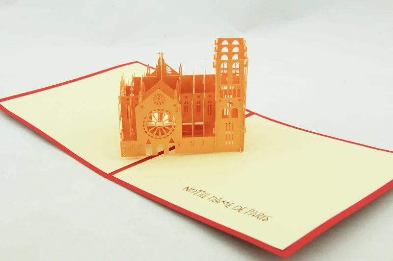 Нотр Дам здания Сувенир 3D карта kirigami/ручной работы поздравительные открытки