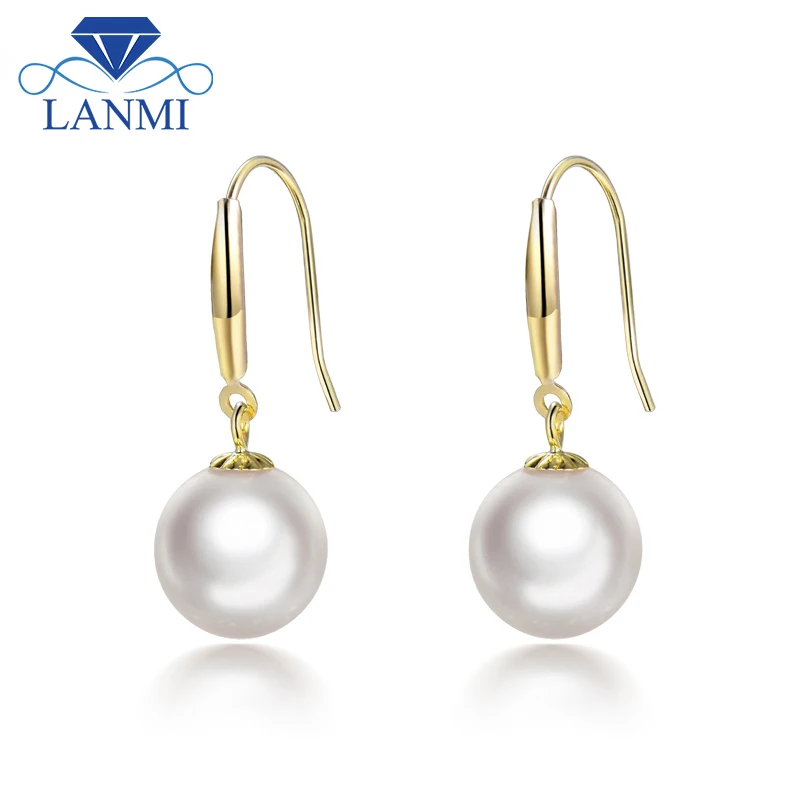 

LANMI Real 18K Yellow Gold Akoya Pearl Wedding Earrings for Women Anniversary Gift Jewelry