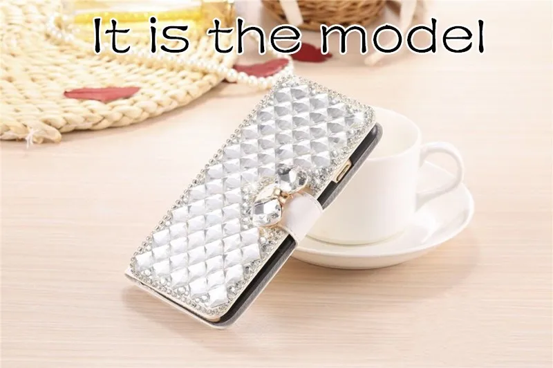 10 Шт./лот Новый Роскошный Bling Диаманта Rhinestone Бумажник Кожаный Телефон Случае