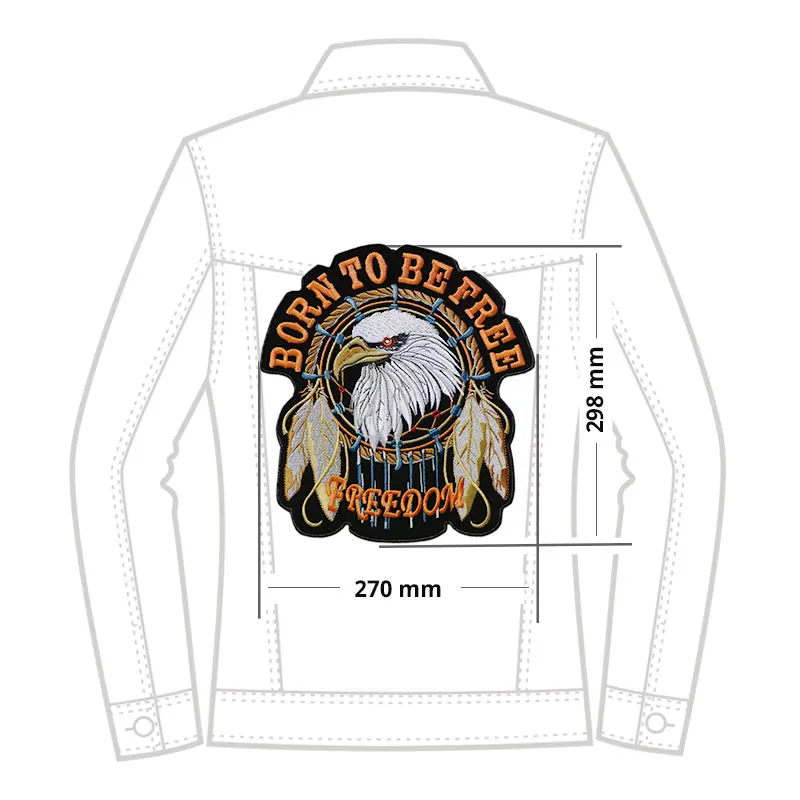 Байкерские накладки MC для одежды на спине полноразмерные индийские с вышивкой
