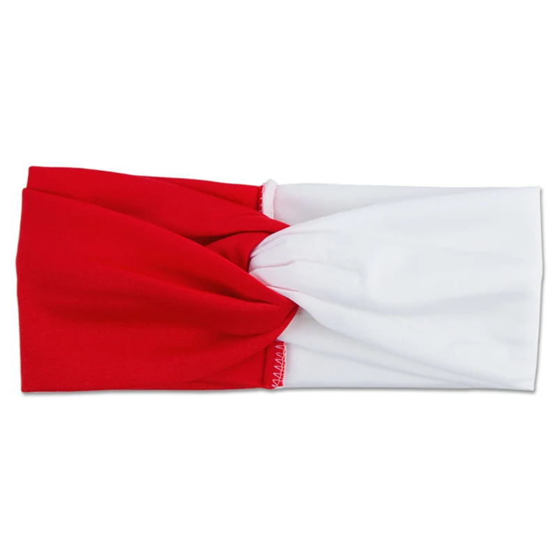 Red White Geebro женские эластичные Лоскутные тюрбаны повязки на голову скрученные Стрейчевые заколки модная повязка на голову для йоги спа повязка на голову для девочек - Цвет: Red White