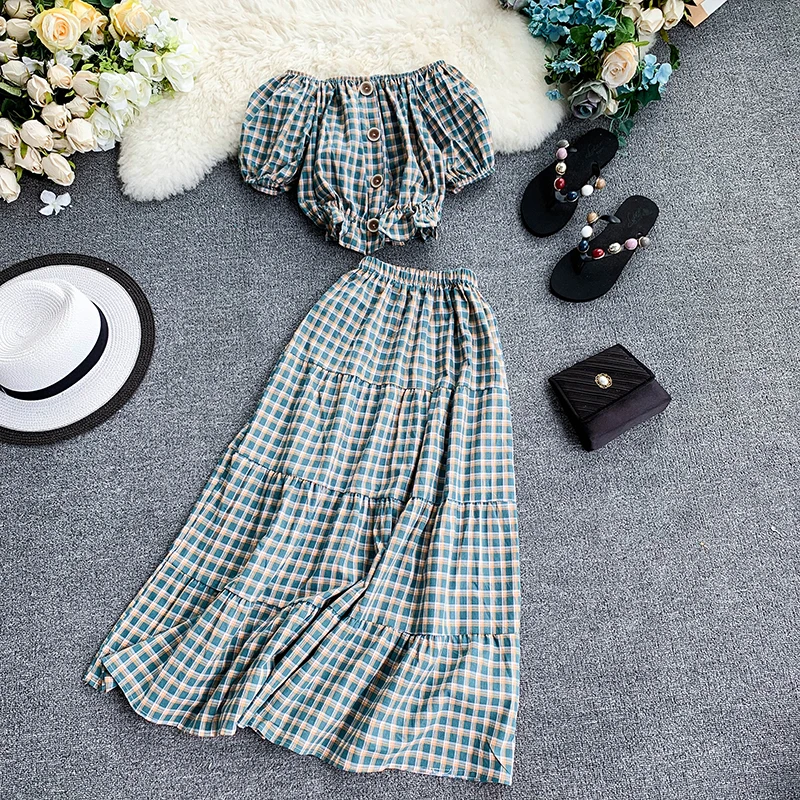 ALPHALMODA/модные комплекты юбок пуловеры однобортный укороченный топ + эластичная