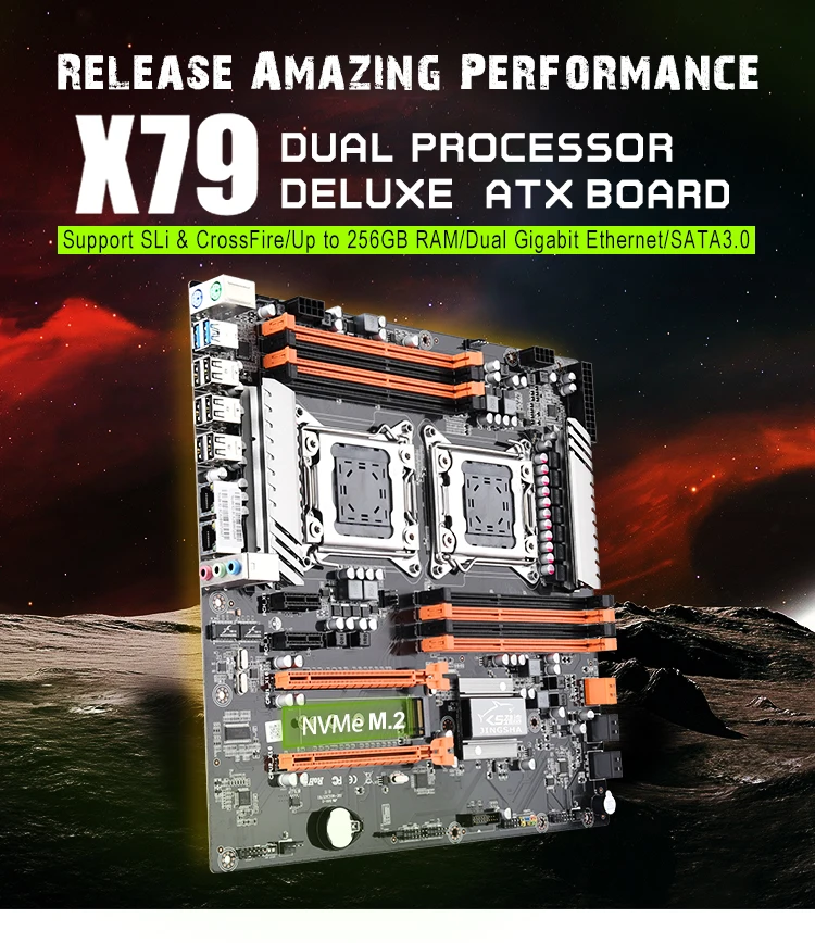 New JINGSHA LGA 2011 X79 desktop motherboard support 2x PCIe x16 M.2 SLi CrossFire xeon CPU