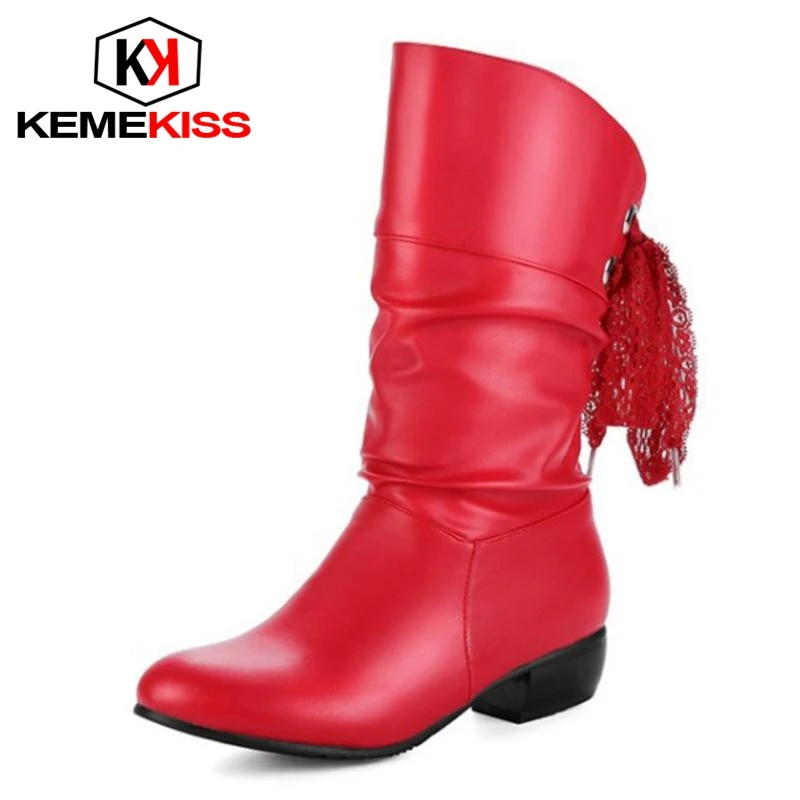 KemeKiss Размеры 31-47 женские ботинки плюшевые меховые Полусапожки Женская зимняя