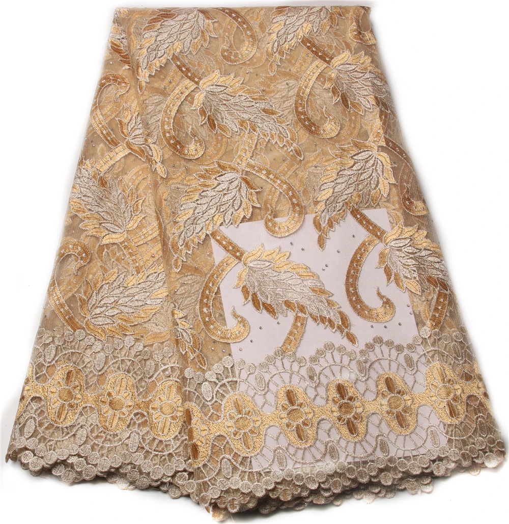 Мода 2017 г. Африканский кружевной ткани цвет золотистый новые Нигерии для женщин