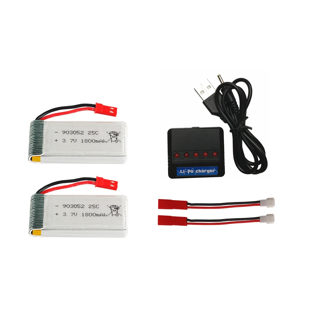 Обновление Батарея 3,7 v 1800mAh литий-полимерный Батарея для KY601S SYMA X5 X5S X5C X5SC X5SH X5SW X5UW X5HW M18 H5P HQ898 H11D H11C Drone - Цвет: 2pcs jst