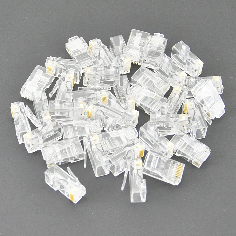25/50/100 шт. Позолоченный сетевой модульный штекер RJ45 Cat5 CAT5e Разъем 8P8C utp
